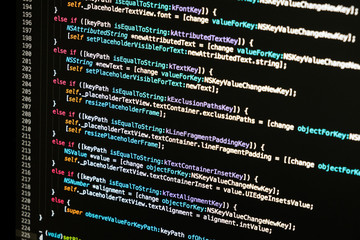 Software developer programming code. Abstract backgroung
