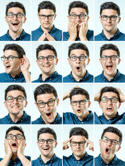 Fototapeta premium Mosaic of man expressing different emotions