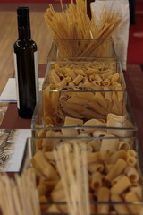 Italian Pasta Assortment inside Glass Squared Bowls