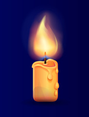 Burning Candle in Realistic Design Vector Icon
