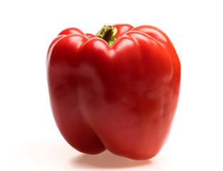 Bell pepper of bright red color isolated on white background.