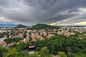 Fototapeta na wymiar Plovdiv cityscape from Sahat Tepe, Bulgaria