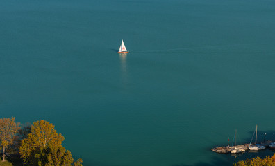 Sailboats on lake Balaton at Tihany, Hungary