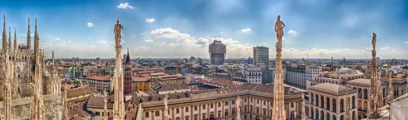 Poster Im Rahmen Luftaufnahme vom Dach der Kathedrale, Mailand, Italien © marcorubino