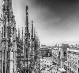 Aerial view from the roof of the Cathedral, Milan, Italy - 182562933