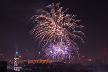 New Year’s Eve Fireworks in Bielsko-Biala, Poland