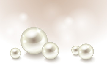 Vector realistic glossy beautiful pearls on soft background