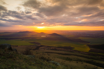 Obraz premium View from the top of Rana hill at sunrise.