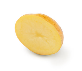 Raw potato closeup isolated on white background