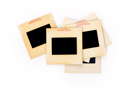 Vintage 35-mm mounted film slides, contains clipping path.
