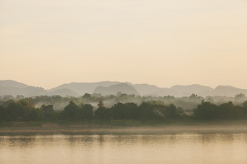 Mekhong river in the morning. View from Nakhon Phanom, Thailand.