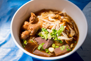 Chicken noodles soup, Thai style famous street food