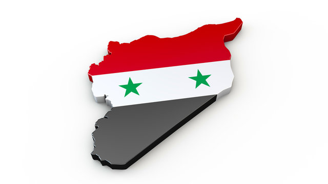 Syrien - 3D Karte mit Umriss, Kontur