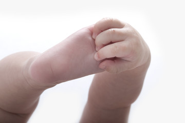 Obraz premium baby arms legs foot and hand isolated on a white background