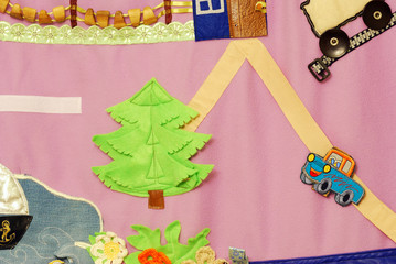 Details of soft creative mat for development of child(tree, road, car)