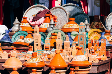 colorful plates at moroccan shop