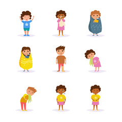 Sick children. Vector. Cartoon