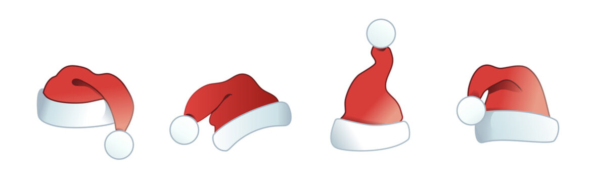 Weihnachtsmannm&uuml;tze - Nikolaus M&uuml;tze - Banner mit 4 verschiedenen Weihnachtsm&uuml;tzen