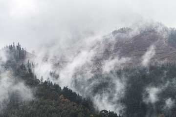 Obraz premium foggy morning at mountains