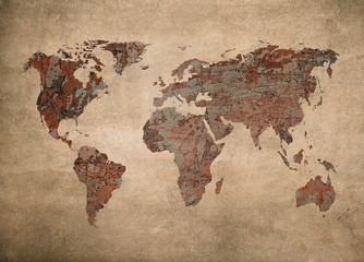 grunge map of the world.