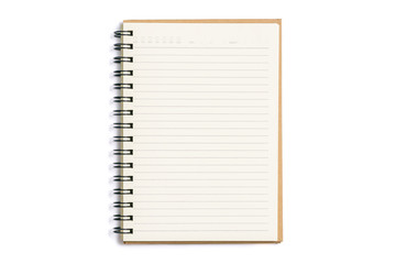 Open blank notebook isolated on white background - obrazy, fototapety, plakaty