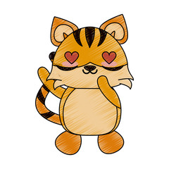 tiger with heart eyes cute animal cartoon icon image vector illustration design