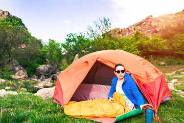 Camping in the mountains.