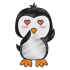 penguin with heart eyes cute animal cartoon icon image vector illustration design
