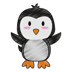 penguin with open wings cute animal cartoon icon image vector illustration design