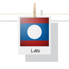 Asian country flag collection with photo of Laos flag on white background , vector , illustration