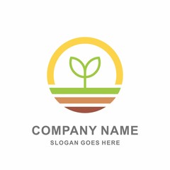 Organic Herbal Plant Green Leaf Nature Farm Vegetables Agriculture Business Company Stock Vector Logo Design Template