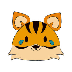 tiger crying cute animal cartoon icon image vector illustration design