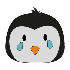 penguin crying cute animal cartoon icon image vector illustration design