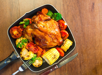 Grilled chicken with many  organic vegetables