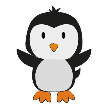 penguin with open wings cute animal cartoon icon image vector illustration design