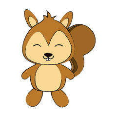 squirrel waving hello or bye cute animal cartoon icon image vector illustration design