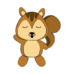 squirrel waving hello or bye cute animal cartoon icon image vector illustration design