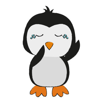 penguin crying cute animal cartoon icon image vector illustration design