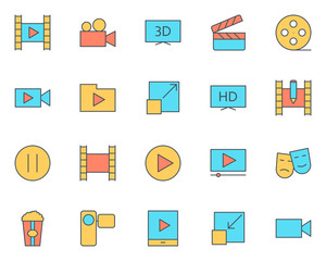 Video thin line icons set. Vector pictograms