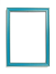 Obraz premium Blue frame for painting or picture on white background