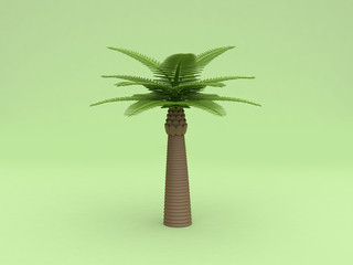 coconut tree-palm tree nature plant concept minimal green background 3d rendering