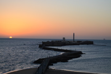 Atardecer en castillo de San Sebastián (Cádiz)