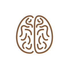 Icon of Brain of Brown Colour Vector Illustration