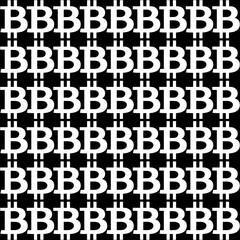 Seamless pattern with white bitcoin signs on black background.