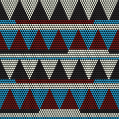 African bead motifs. Abstract seamless pattern. Contrast colors. Beadwork. Mosaic texture for handiwork, backdrop or pattern fills.