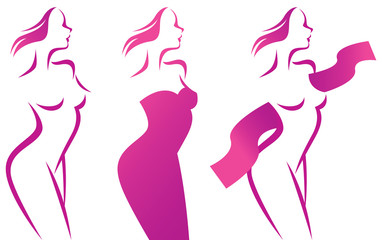 Stylized vector silhouette of beautiful woman in profile