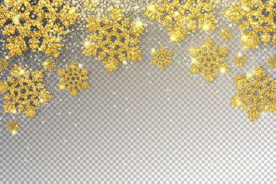 Huge Golden Snowflakes Vector Illustration