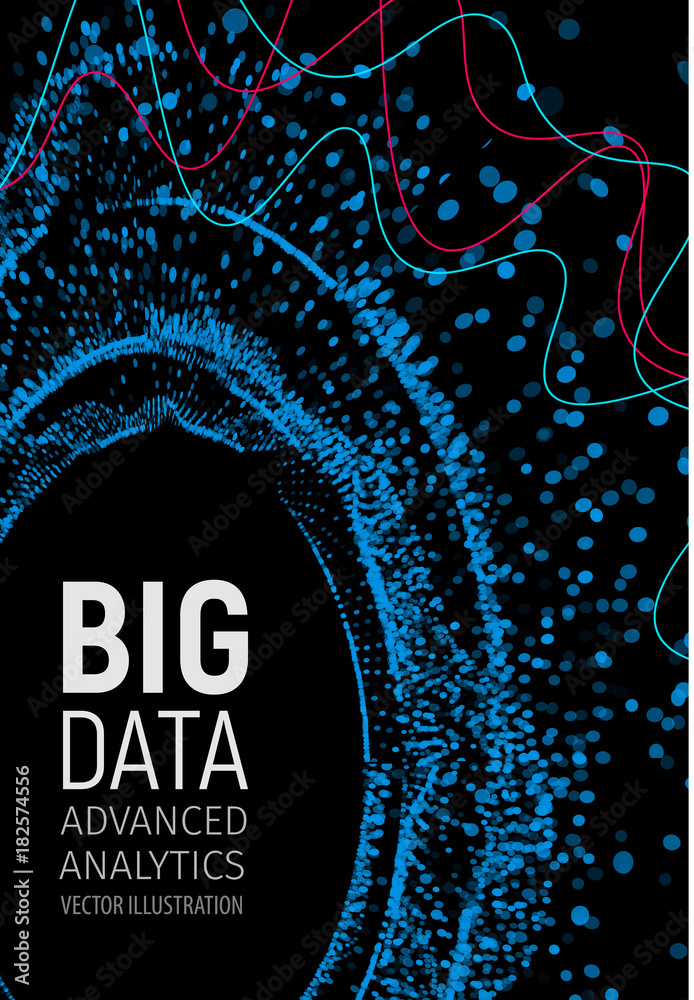 Aufkleber Big data visual energy fractals. Technology network infographic. Information analytics design. Vector illustration.