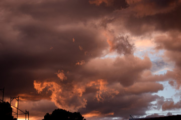 Obraz na płótnie Canvas Dramatic storm sky with different colors..