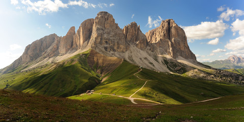 Dolomites. The Catinaccio group is a massif in the Dolomites located between the Tires valley, the Val d'Ega and the Val di Fassa in the Sciliar natural park. Trentino Alto Adige. italy